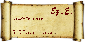 Szvák Edit névjegykártya